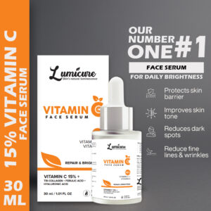 Lumicure 15% Vitamin C+E Face Serum with Tri-Collagen, Ferulic Acid and Hyaluronic Acid